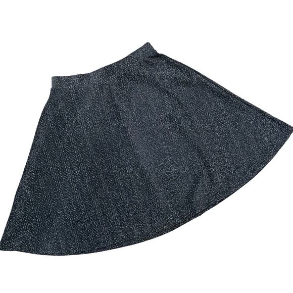 CATO C ESTABLISHED 1946 Black and Silver Skater Skirt SIZE LARGE Elastic Waist - Picture 1 of 6